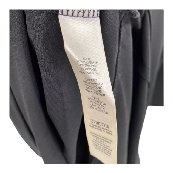 Chicos Black Layered Woven Hem 3/4 Sleeve Top Business Casual Sz 1 8/10 Medium - Picture 6 of 7